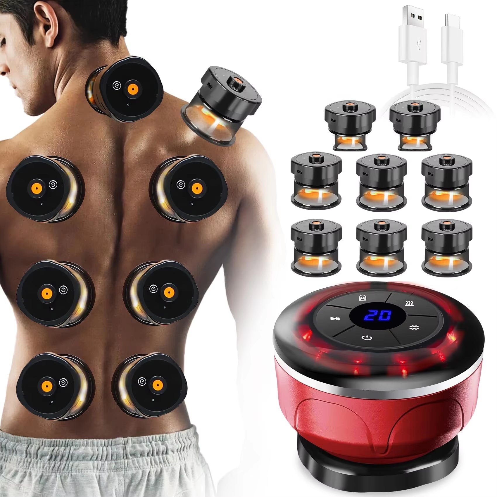 Revitalize Your Body: 8-Cup Electric Cupping & Gua Sha Massager for Anti-Cellulite & Fat Burning Therapy