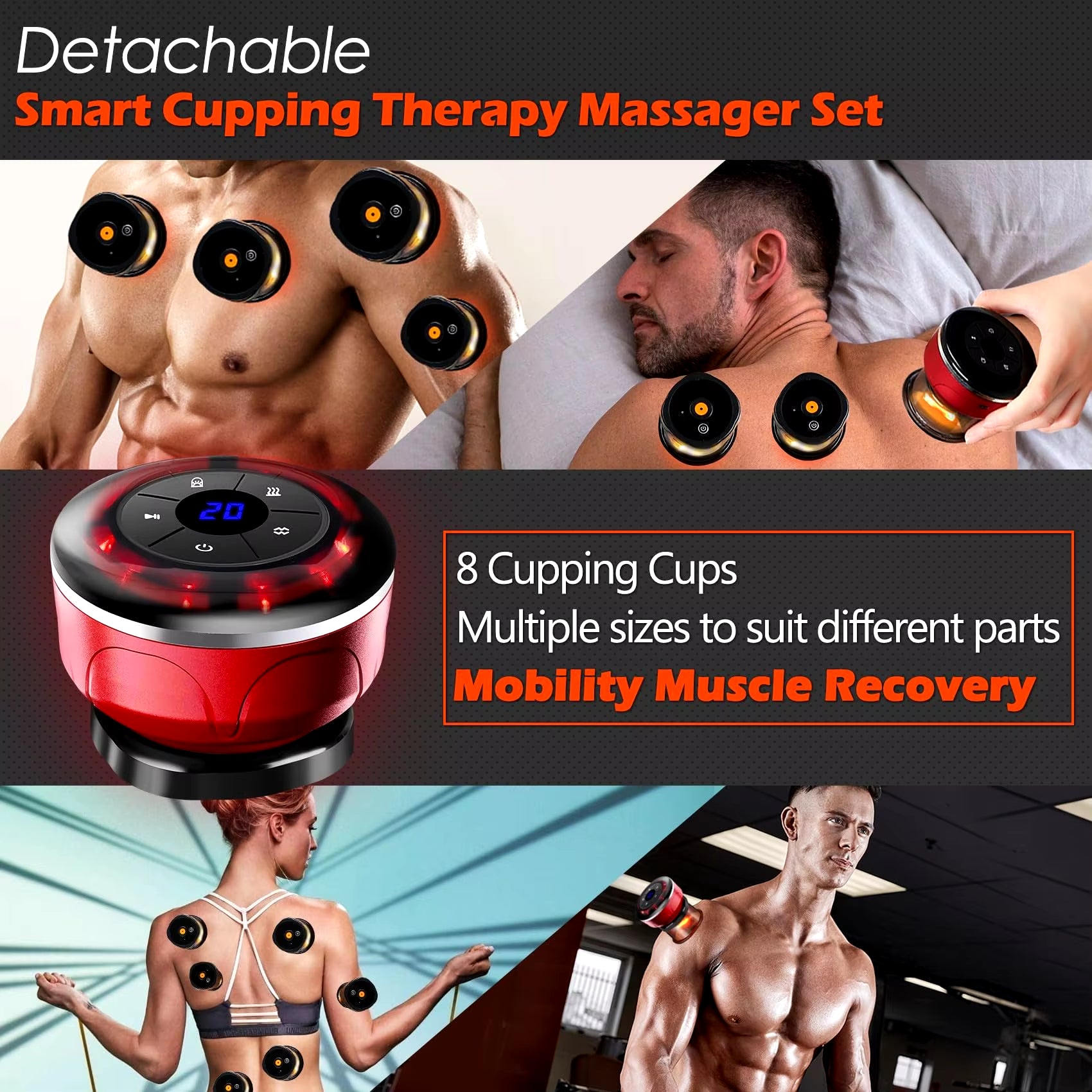 Revitalize Your Body: 8-Cup Electric Cupping & Gua Sha Massager for Anti-Cellulite & Fat Burning Therapy