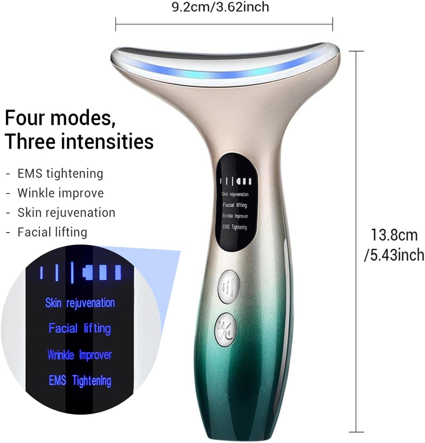 Advanced Face Massager - Anti-Wrinkle and Skin Tightening Device with 45°C Heat and 4 Modes for Facial and Neck EMS Toning and Firming