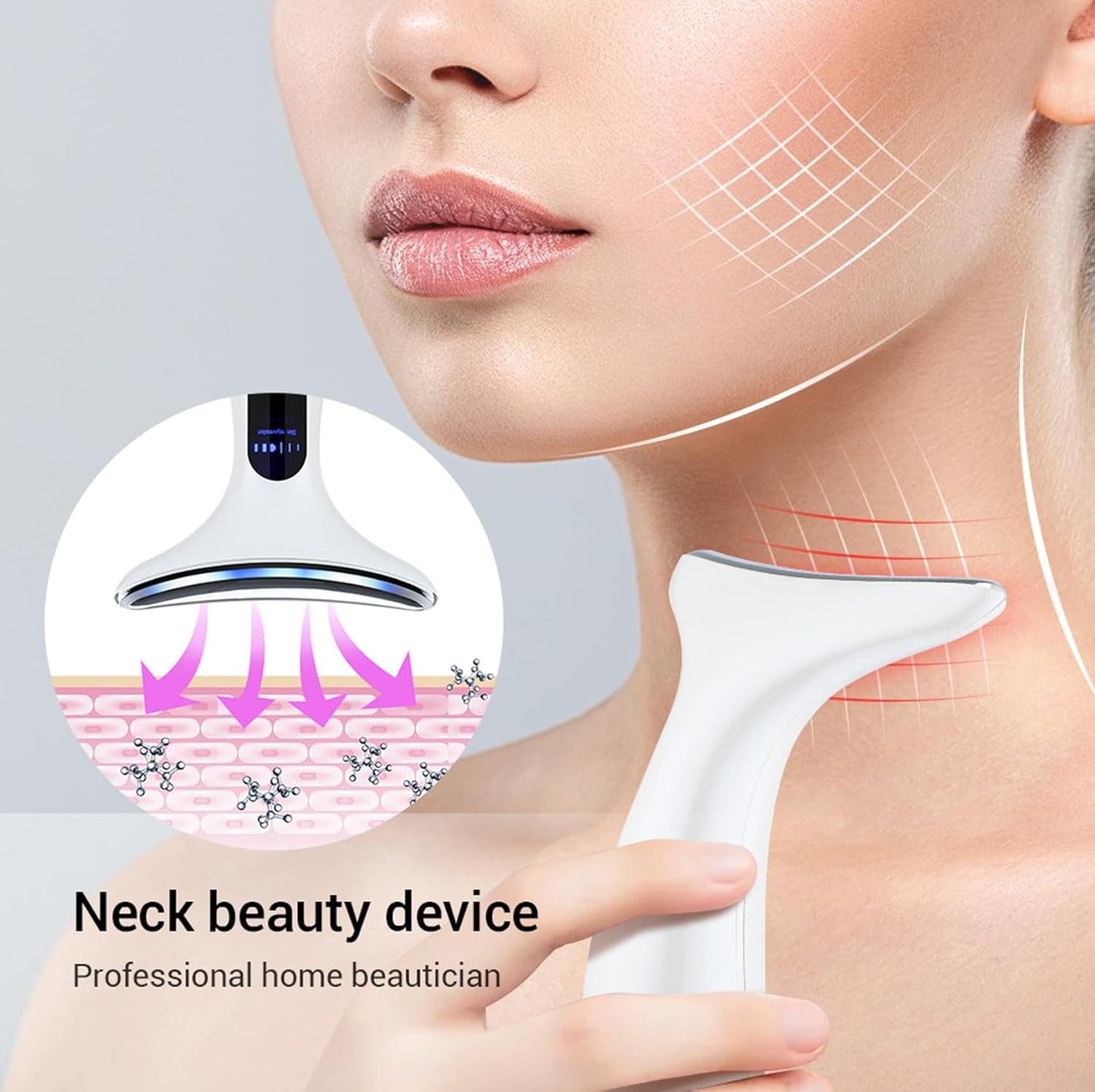 Advanced Face Massager - Anti-Wrinkle and Skin Tightening Device with 45°C Heat and 4 Modes for Facial and Neck EMS Toning and Firming