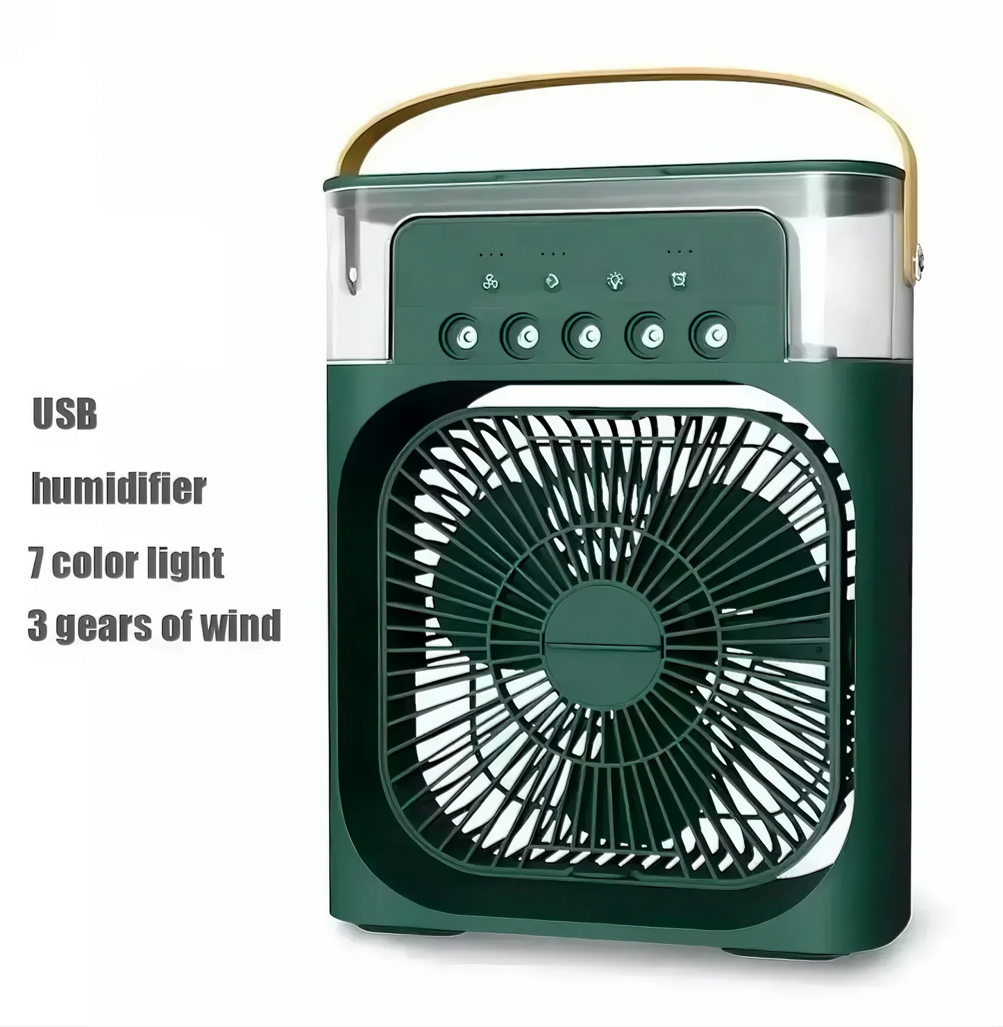 "3-in-1 Portable Air Cooler | Fan + Humidifier + LED Light | Timer & 5-Hole Mist"