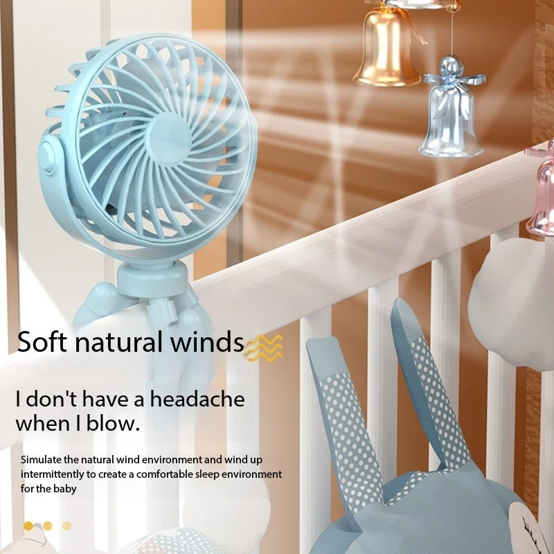 Octopus Mini USB Fan – Clip-On Cool + Night Light for Stroller, Desk & Travel!