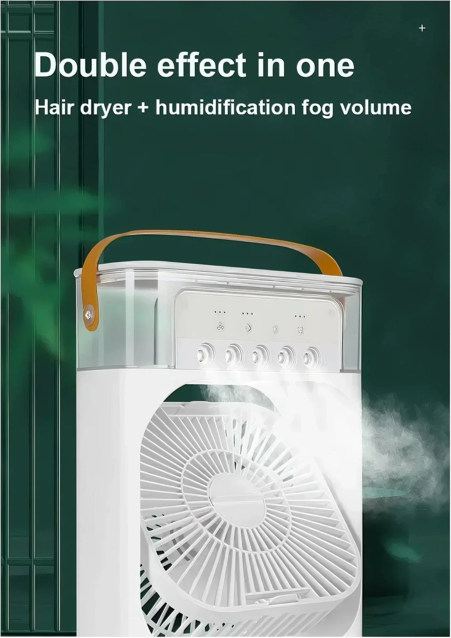 "3-in-1 Portable Air Cooler | Fan + Humidifier + LED Light | Timer & 5-Hole Mist"