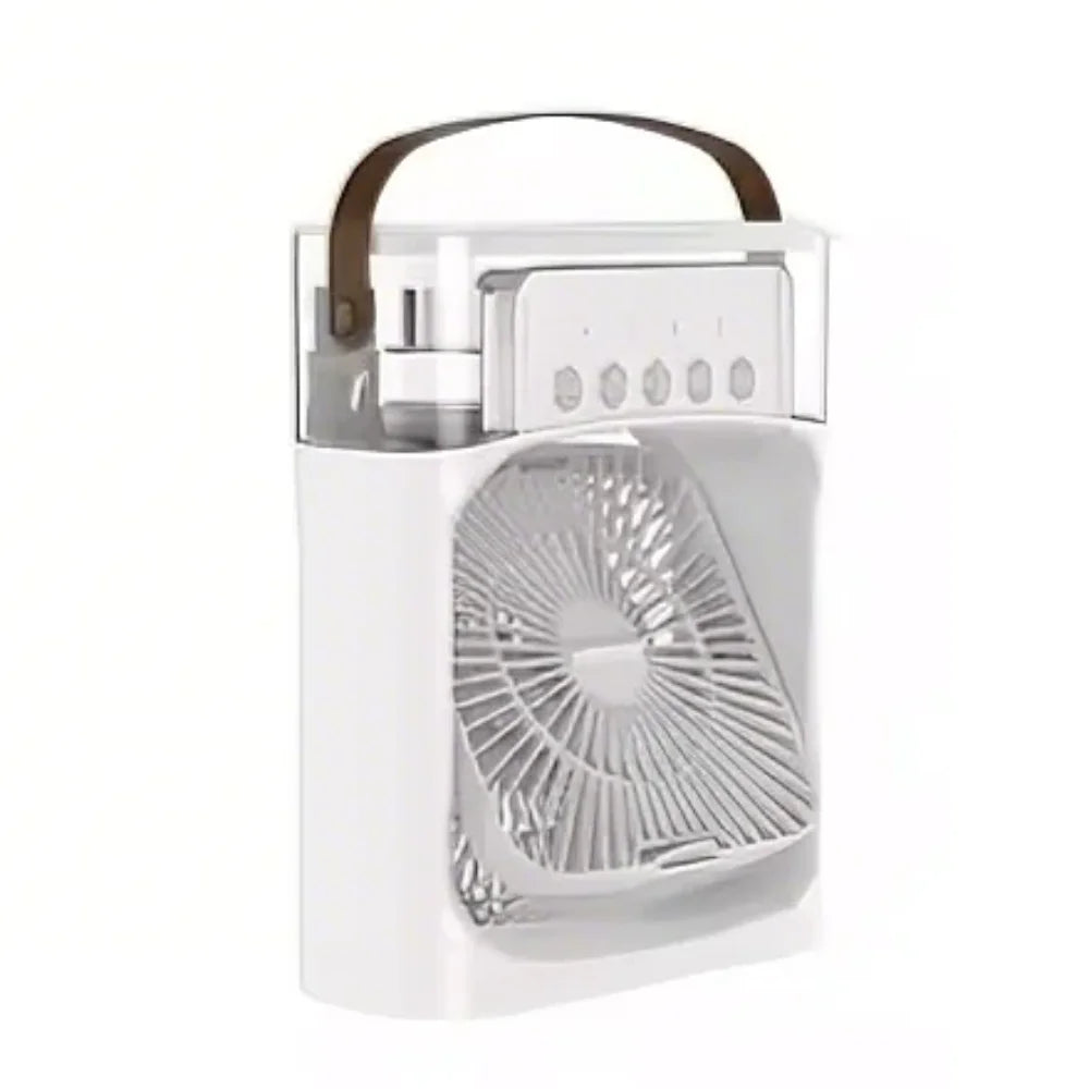 "3-in-1 Portable Air Cooler | Fan + Humidifier + LED Light | Timer & 5-Hole Mist"