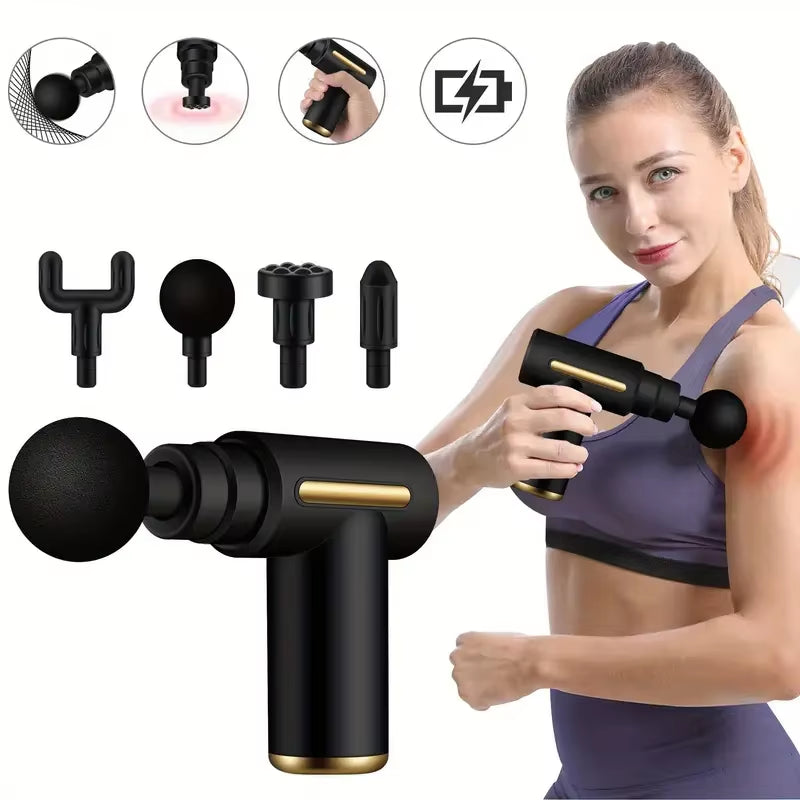 Relaxation Massage Gun Mini Electric Massager for Neck,Cervical Spine Fascia Fitness with USB Rechargeable Multiple Attachments